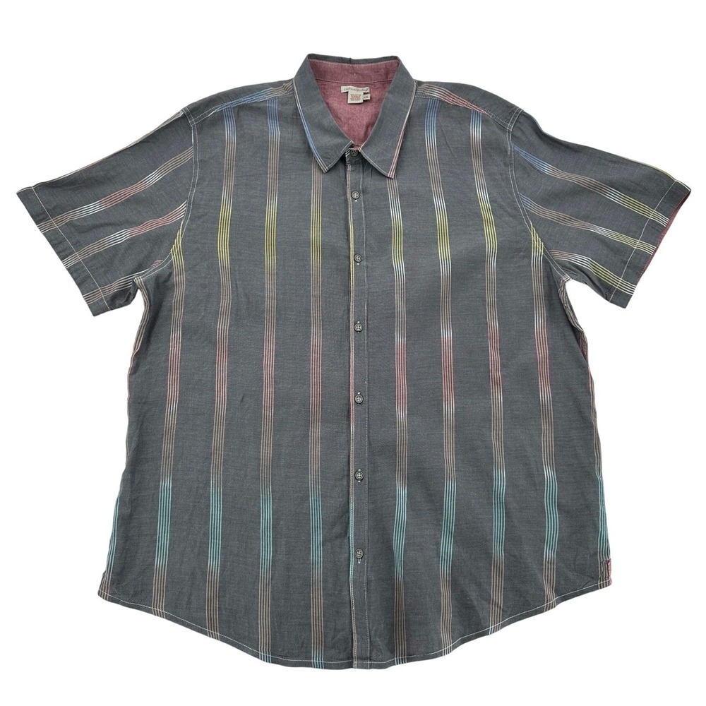 Carbon2Cobalt Mens XXL Button Down Short Sleeve Striped Casual Shirt Lightweight